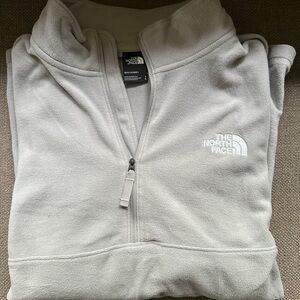 The North Face Gray Zip Up Sweater Fleece Texture